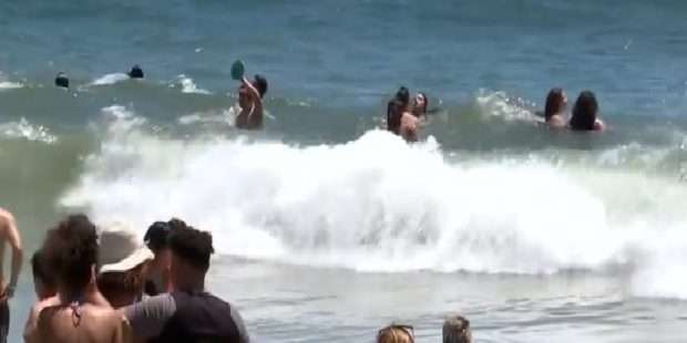 பீச்சில் குளித்தவர்களை துரத்தி கடித்த சுறா