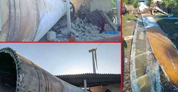 இராட்சத காற்றாலை கோபுரம் இடிந்து வீழ்ந்தது