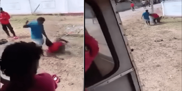 பெண்ணை தாக்கும் கும்பல் அதிர்ச்சி வீடியோ