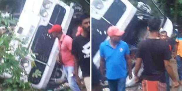 அவிசாவளை பேருந்து கவிழ்ந்து விபத்து