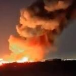 எரியும் இஸ்ரேல் எண்ணெய் தாங்கி