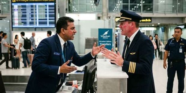 பாங்காக் விமான நிலையத்தில் ஸ்ரீலங்கன் ஏர்லைன்ஸ் அதிகாரி மற்றும் விமானி மோதல்