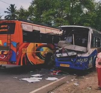 மாத்தறையில் நேருக்கு நேர் பேருந்து மோதல் விபத்தில் குறைந்தது 40 பேர் காயம்